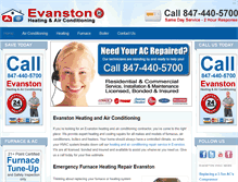 Tablet Screenshot of evanstonheatingairconditioning.com
